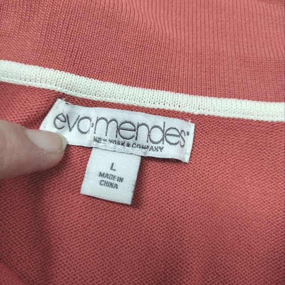 New York & Company Eva Mendes Orange Coral Salamander Collared Shirt - Picture 5 of 6